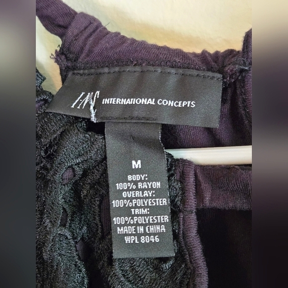 INC Floral Crochet Overlay Ruffle Sleeve Whimsygoth Top, Medium - Picture 4 of 4